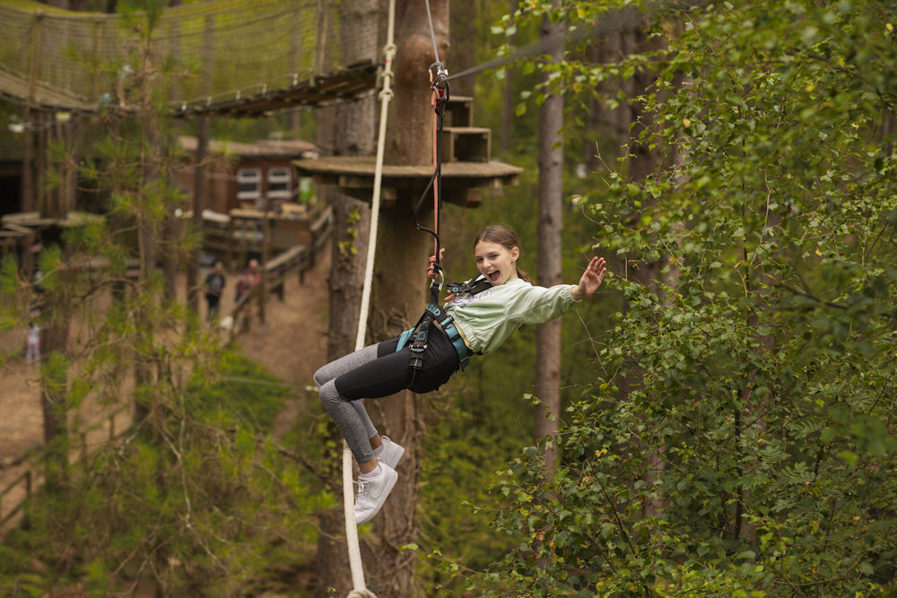 Child on Go Ape's Treetop Adventure Plus